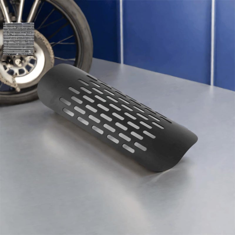 Chiffonade Motorcycle Heat Guard Metal Exhaust Durability Ventilation Hole Muffler Guard Universal Scratch Mar-Proof For Motorcycle(Black) - Image 2
